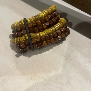 Brown and Yellow Beaded Bracelet